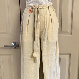 Rag & Bone Linen Blend High-Waisted Wide Leg Dress Pants, Size 4